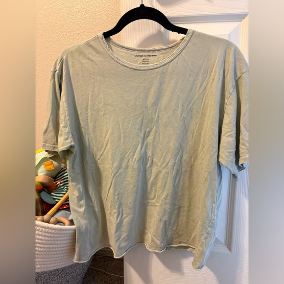 Caution To The Wind Light Green Short Sleeve Tee - Picture 1 of 3